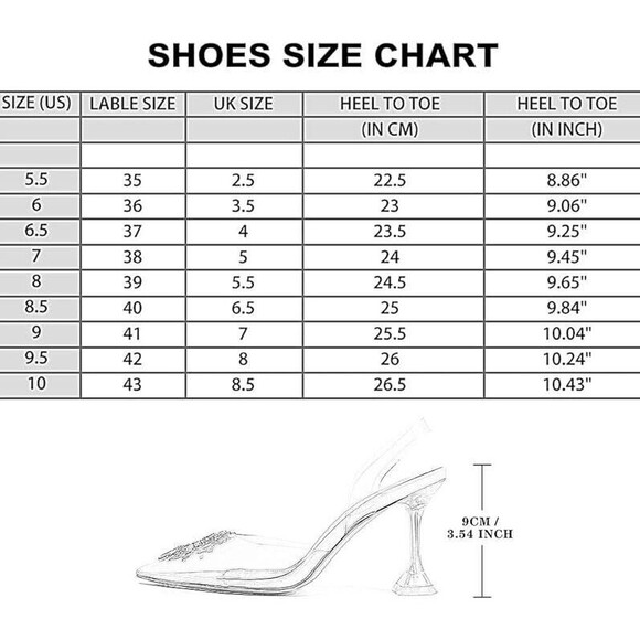 Womens Clear Heeled Sandals Pointed Toe Crystal Rhinestones Sparkly High 5.5 - Picture 5 of 6